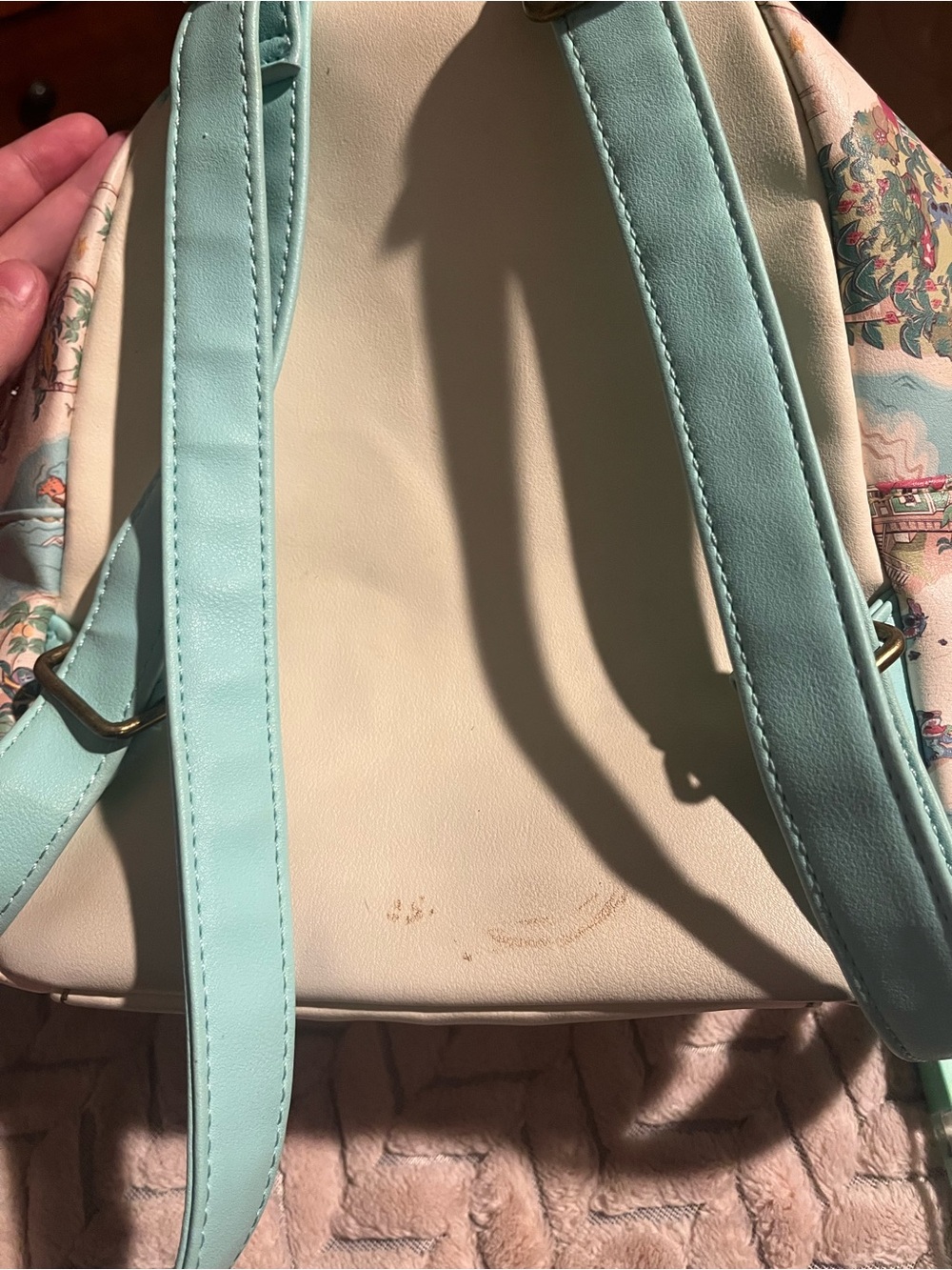 Disney Mini Backpack with Pastel Beach Map Print and Mint Accents - Picture 3 of 3
